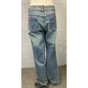 Vintage Y2K Apple Bottom Jeans Low Rise Medium Wash Rhinestone Pockets Size 12